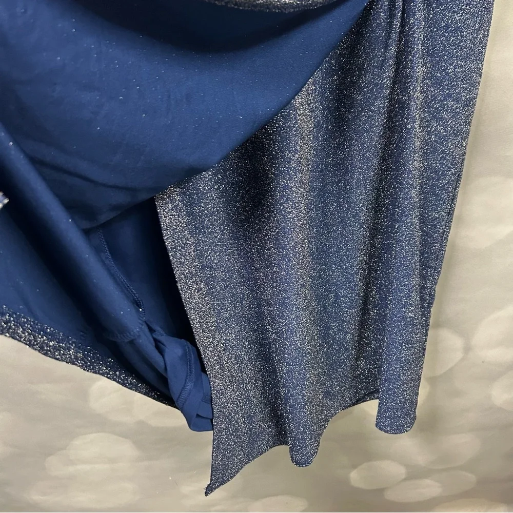 Serra blue sparkly faux wrap fully lined‎ dress size medium